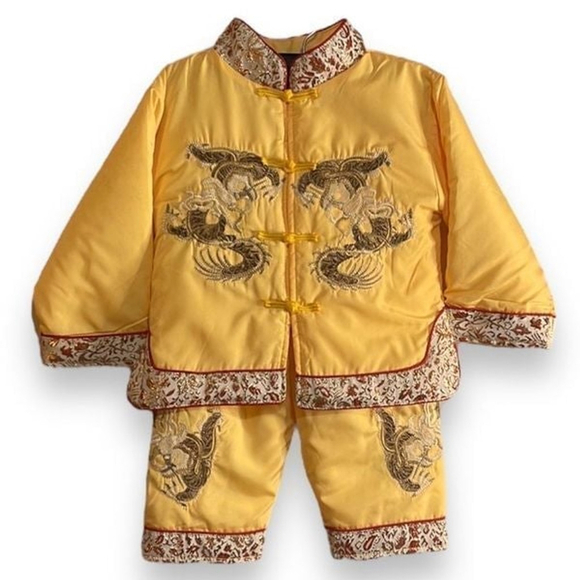Asian Style Dragon Embroidery Tang Suit Traditional Festival New Years 10M - Picture 1 of 4
